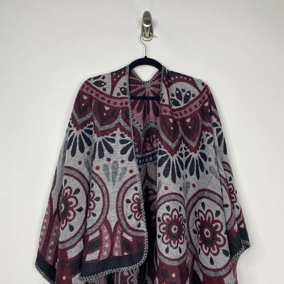 2/$30 NEW Boho Southwest Ruana Oversized Open Wrap Poncho Blanket Scarf - Picture 5 of 11